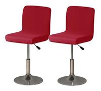 RTSFKFS Home/Commercial Bar Stool Chair Covers with Backs, Available in Sets of 1, 2, 3, 4, 5, or 6, Stretch Elastic Dining Chair Protectors Made of 84% Polyester and 16% Spandex(Red,2 items)