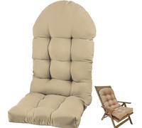 RTSFKFS Indoor/Outdoor Seat Cushion Waterproof, Replacement Thicked Garden Adirondack Chair Cushions with Ties, High Back Rocking Chair Pad for Patio Furniture(Khaki)