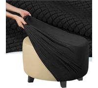 RTSFKFS Round Ottoman Slipcover 12-40INCH Polyester Blend Footstool Protector Covers Stretch with Elastic Bottom Feature Textured Machine Washable Jacquard Fabric(Black,48x48cm/19x19in)