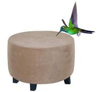 RTSFKFS Round Velvet Ottoman Slipcover, Stretch Luxury Velvet Footstool Slipcover, Stool Protector Covers with Elastic Bottom, Dustproof Removable Washable Footrest Pouffe Covers(Taupe,20"(50-54cm))