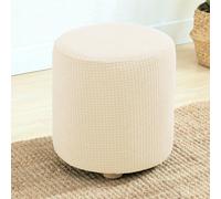 RTSFKFS Small Round Pouffe Cover Stool Covers Round Stretch Round Pouffe Cover Ottoman Slipcovers Removable and Washable Furniture Protector for Dia 23-33cm Small Round Foot Stool(White)
