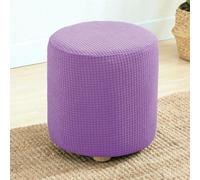 RTSFKFS Small Round Pouffe Cover Stool Covers Round Stretch Round Pouffe Cover Ottoman Slipcovers Removable and Washable Furniture Protector for Dia 23-33cm Small Round Foot Stool(Purple)