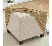 RTSFKFS Square Ottoman Slipcover Decorative 40-100 cm Stretch Polar Fleece Furniture Protector for Footrest Footstool Sofa Stool and Storage Ottoman(Khaki,99x99cm)