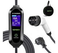 RTSKY 3.5kW Mobile Wallbox Charging Cable CEE 8-16A to Type 2 Charging Cable Electric Car Type 2 Schuko 1-Phase, 16A EV Chargers with Digital Display for Electric Car, EV Charger, 5 m