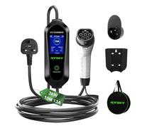 RTSKY Ev Charger Cable Type 2 to 3 Pin UK Plug 10M/32.8ft, 3KW 13A with Adjustable Current, Includes UI Display Screen, Storage Bag & Wall Mount