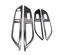 RTSMD 4pcs Stainless Steel Car Interior Window Switch Cover Trim LHD For Peugeot 3008 5008 GT 2017 2018 2019 2020 2021 2022 Interior Trim(Black)