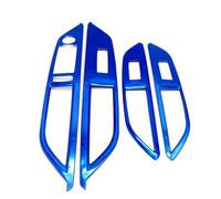 RTSMD 4pcs Stainless Steel Car Interior Window Switch Cover Trim LHD For Peugeot 3008 5008 GT 2017 2018 2019 2020 2021 2022 Interior Trim(BLUE)
