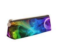 RTSTNMBD Leather Pencil Case with Zipper - Stylish Leathers Pen Holder Pen Case for Women Men - Leather Pencil Bag Rainbow smoke Pen Pouch for Work, Office & Travel Pencil Pouch Aesthetic