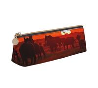 RTSTNMBD Leather Pencil Case with Zipper - Stylish Leathers Pen Holder Pen Case for Women Men - Leather Pencil Bag African Animal Sunset Pen Pouch for Work, Office & Travel Pencil Pouch Aesthetic