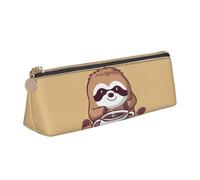 RTSTNMBD Leather Pencil Case with Zipper - Stylish Leathers Pen Holder Pen Case for Women Men - Leather Pencil Bag Yoga Sloth Coffee Pen Pouch for Work, Office & Travel Pencil Pouch Aesthetic