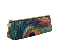 RTSTNMBD Leather Pencil Case with Zipper - Stylish Leathers Pen Holder Pen Case for Women Men - Leather Pencil Bag Colored peacock Pen Pouch for Work, Office & Travel Pencil Pouch Aesthetic
