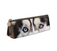 RTSTNMBD Leather Pencil Case with Zipper - Stylish Leathers Pen Holder Pen Case for Women Men - Leather Pencil Bag Stupid Husky Dog Pen Pouch for Work, Office & Travel Pencil Pouch Aesthetic