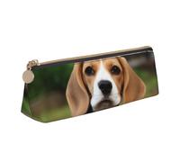 RTSTNMBD Leather Pencil Case with Zipper - Stylish Leathers Pen Holder Pen Case for Women Men - Leather Pencil Bag lovely Dog Beagl Pen Pouch for Work, Office & Travel Pencil Pouch Aesthetic