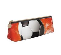 RTSTNMBD Leather Pencil Case with Zipper - Stylish Leathers Pen Holder Pen Case for Women Men - Leather Pencil Bag Soccer ball background Pen Pouch for Work, Office & Travel Pencil Pouch Aesthetic