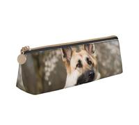 RTSTNMBD Leather Pencil Case with Zipper - Stylish Leathers Pen Holder Pen Case for Women Men - Leather Pencil Bag German Shepherd Dog Pen Pouch for Work, Office & Travel Pencil Pouch Aesthetic