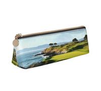 RTSTNMBD Leather Pencil Case with Zipper - Stylish Leathers Pen Holder Pen Case for Women Men - Leather Pencil Bag Seaside Golf Course Pen Pouch for Work, Office & Travel Pencil Pouch Aesthetic