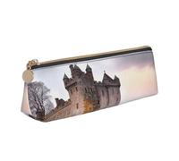 RTSTNMBD Leather Pencil Case with Zipper - Stylish Leathers Pen Holder Pen Case for Women Men - Leather Pencil Bag Castle Near Lake Stones Pen Pouch for Work, Office & Travel Pencil Pouch Aesthetic