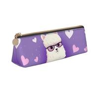 RTSTNMBD Leather Pencil Case with Zipper - Stylish Leathers Pen Holder Pen Case for Women Men - Leather Pencil Bag Love alpaca purple Pen Pouch for Work, Office & Travel Pencil Pouch Aesthetic