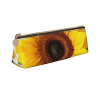 RTSTNMBD Leather Pencil Case with Zipper - Stylish Leathers Pen Holder Pen Case for Women Men - Leather Pencil Bag Sunflower Isolated Pen Pouch for Work, Office & Travel Pencil Pouch Aesthetic