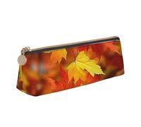RTSTNMBD Leather Pencil Case with Zipper - Stylish Leathers Pen Holder Pen Case for Women Men - Leather Pencil Bag Autumn Leaves of Maple Pen Pouch for Work, Office & Travel Pencil Pouch Aesthetic