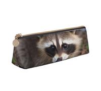 RTSTNMBD Leather Pencil Case with Zipper - Stylish Leathers Pen Holder Pen Case for Women Men - Leather Pencil Bag Cub Raccoon Pen Pouch for Work, Office & Travel Pencil Pouch Aesthetic