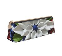 RTSTNMBD Leather Pencil Case with Zipper - Stylish Leathers Pen Holder Pen Case for Women Men - Leather Pencil Bag America Patriotic Flower Pen Pouch for Work, Office & Travel Pencil Pouch Aesthetic