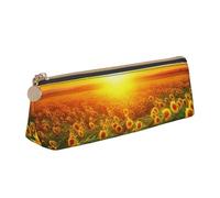 RTSTNMBD Leather Pencil Case with Zipper - Stylish Leathers Pen Holder Pen Case for Women Men - Leather Pencil Bag Dreamlike Sunset Field Pen Pouch for Work, Office & Travel Pencil Pouch Aesthetic