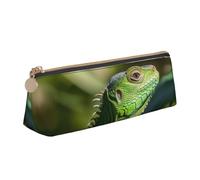RTSTNMBD Leather Pencil Case with Zipper - Stylish Leathers Pen Holder Pen Case for Women Men - Leather Pencil Bag Green Lizard Pen Pouch for Work, Office & Travel Pencil Pouch Aesthetic