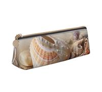 RTSTNMBD Leather Pencil Case with Zipper - Stylish Leathers Pen Holder Pen Case for Women Men - Leather Pencil Bag Seashells by the seashore Pen Pouch for Work, Office & Travel Pencil Pouch Aesthetic
