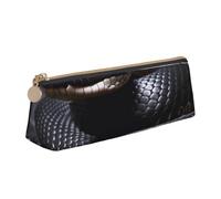 RTSTNMBD Leather Pencil Case with Zipper - Stylish Leathers Pen Holder Pen Case for Women Men - Leather Pencil Bag Cute dog Pen Pouch for Work, Office & Travel Pencil Pouch Aesthetic, Black Snake, One
