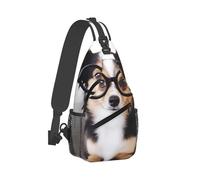 RTSTNMBD Sling Backpack for Men Women Crossbody Sling Bag Cute Sloth Chest Bag Daypack Fanny Pack for Outdoors Hiking, Cute Dog With Glasses, One Size