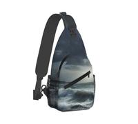 RTSTNMBD Sling Backpack for Men Women Crossbody Sling Bag Stormy Sea Chest Bag Daypack Fanny Pack for Outdoors Hiking