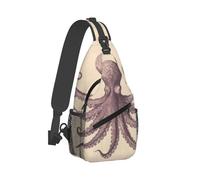 RTSTNMBD Sling Backpack for Men Women Crossbody Sling Bag World Map Chest Bag Daypack Fanny Pack for Outdoors Hiking, Vintage Octopus, One Size
