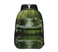 RTSTNMBD Travel Backpack for Women Men 17inch Waterproof Carry On Backpack Gator Lurking Green Laptop Backpack