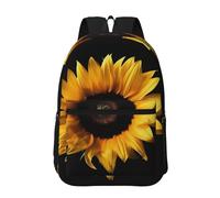 RTSTNMBD Travel Backpack for Women Men 17inch Waterproof Carry On Backpack Sunflower on Black Background Laptop Backpack