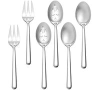 RTT Serving Spoon x 2,Slotted Serving Spoon x 2,Serving Forks x 2, 9 Inch Stainless Steel Catering Serving Utensils for Party Buffet Dinner Banquet Cooking Kitchen Basics,Mirror Finish Flatware