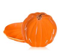 Rtteri 2 Pcs 8 Inch Thanksgiving Ceramic Pumpkin Platter Fall Ceramic Pumpkin Plates Versatile Serving Dish for Salads, Fruit, Dessert Smooth Textured Dinnerware Thanksgiving Fall Table Decoration
