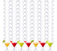 Rtteri 250 Pcs Mini Martini Glasses Plastic 2 Oz Disposable Mini Margarita Cups Clear for Weddings Party Wine Cocktails Drinks Desserts (Martini)