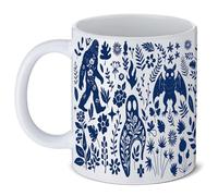Rtteri Cryptid Mug Gifts 11 oz Funny Coffee Mug Full Print Bigfoot Mothman Pattern Coffee Cups for Cryptid Lover Men Women Novelty Ceramic Glossy Cups Decoration for Hot Drinks Beverages Tea Milk