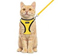 Rttochfy Cat Harness and Leash Set, Escape Proof Kitten Harness, Soft and Breathable Vest with Reflective Strip, Easy to Wear for Cats Walking and Traveling (BK Yellow, L)