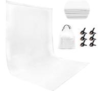 RTUIY White Backdrop 1.8×2.8m, Thicken Washable Polyester Rollup Cloth with 6 Clips + One Bag