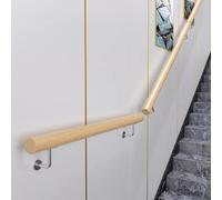 RTVGNSZSJL 1ft-20ft Solid Wood Handrails Anti-Slip Wall Stair Railing Round Wooden Stair Handrail Bar European-Style Loft Porch Handle Corridor Support Rod(B,4ft/120cm)