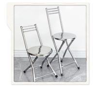 RTVGNSZSJL Folding Chairs,Stainless Steel Bar Stools,Thickened Portable Collapsible Chair For Home And Office,Silver Metal Outdoor Foldable Chairs(H:45cm/18in)