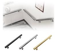 RTVGNSZSJL Round Stainless Steel Stair Handrail Kit 1ft - 20ft Wall Mount Staircase Handrails for Loft Porch Deck, Handicap Auxiliary Support Rod(Silver,160CM/5.2ft)