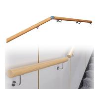 RTVGNSZSJL Round Wooden Handrail 1ft 2ft 3ft 4ft 5ft Stairs Handrail with Stainless Steel Bracket Complete Kit, Non-Slip Stair Railings for Corridors Patios(B,1.6ft/50cm)