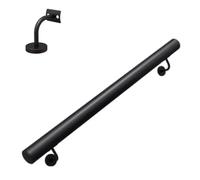 RTVGNSZSJL Stainless Steel Wall Mount Stair Railing 3ft 4ft 6ft 8ft 9ft 10ft 13ft Indoor Stair Handrail Round Anti-Slip Stairway Banister for Home/Hotel/Villas(Black,250CM/8.2ft)