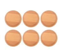 RTWAY 10cm Plant Pot Saucer Set of 6, Round Bamboo Plant Pot Saucers with a Curved Lip, Durable Bamboo Plant Tray Flower Pot Tray for Most Plant Pot