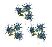 RTWAY Artificial Eryngium Thistles Bunch, 3Pcs Artificial Sea Holly Simulation Plant Eryngium Simulation Flowers Plants Artificial Flowers Bouquet for Wedding Home Decor, Blue