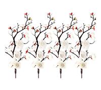 RTWAY Artificial Plum Blossom Branches, 4PCS 11inch Long Stem Silk Plum Blossom Fake Chinese Plum Flower Simulation Flower Arrangements for Home Wedding Decor
