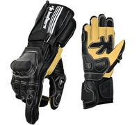 RTX Gear Predator Performance Sports Motorcycle Full Kangaroo Leather Gloves with Knox® Armour Protection System - Hard Knuckle Impact Resistance (Black, L)